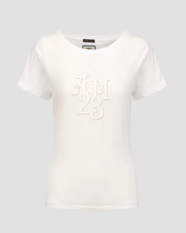 Biały T-shirt damski Aeronautica Militare 241ts2245dj638-73009